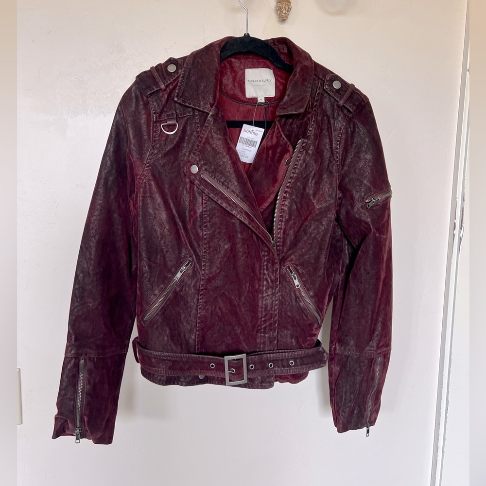NWT Bohme faux Swede burgundy jacket Size M